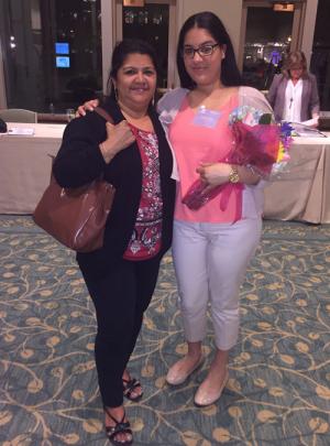 Stand-out student and club member: Mishaliz Melo with her grandmother, Maribel Pereira, at the New England Women's Leadership Awards in May.